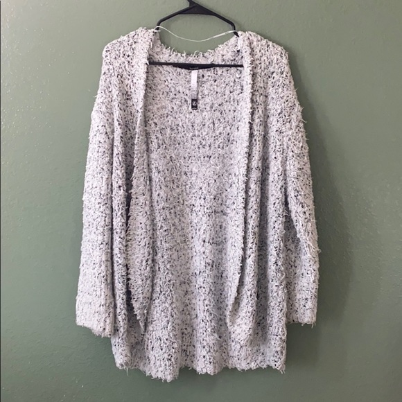 Black and white specked fuzzy cardigan - Picture 1 of 2